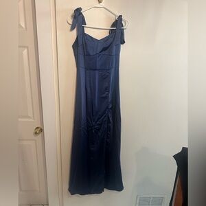 Lulus long blue bridesmaid dress